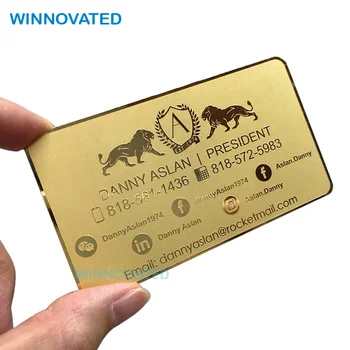Изготовленная на заказ VIP подарочная визитная карточка из металла с зеркальным тиснением под золото