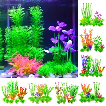 1 комплект Аквариумное растение с имитацией Водных растений Внутренняя отделка Аквариум Искусственный Ландшафт Пластиковая трава Подводный декор