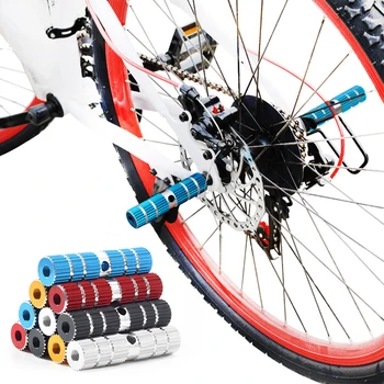 1 Пара велосипедных педалей, опора для ног на ось, колышки, Противоскользящий алюминиевый сплав, BMX, Велосипедная горная дорога, передняя задняя цокольная педаль велосипеда