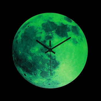 12-дюймовые светящиеся часы Moon Настенные часы с бесшумным движением Moon Clock Светящиеся часы Украшение гостиной Креативные часы Shi Ying