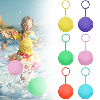 1ШТ Силиконовые шарики для набора водяных бомб Многоразового использования Водяные шары Всплеск Мяч с выдвижным кольцом Оборудование для игр в воде на открытом воздухе