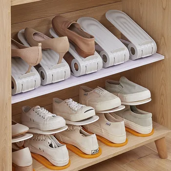 2 шт. Встроенные Двойные Полки для экономии места Белые Шкафы для обуви Органайзер для хранения обуви Пластиковая Регулируемая Защита обуви