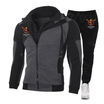 2022 Новый мужской Thunderdome с принтом, Весна-осень, высококачественная хлопковая спортивная куртка с капюшоном + модные спортивные штаны, 2 предмета