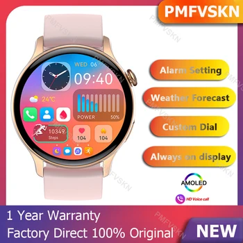 2023 AMOLED Смарт-часы всегда на дисплее Для Мужчин Женщин NFC Водонепроницаемый Фитнес-Трекер Bluetooth Вызов Пульсометр Smartwatch