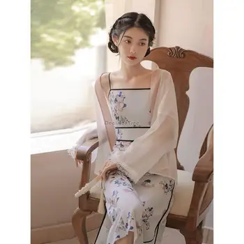 2023 длинная юбка в китайском стиле с цветочным принтом hanfu elements новый национальный стиль китайские женщины ретро элегантный комплект из 2 предметов g596