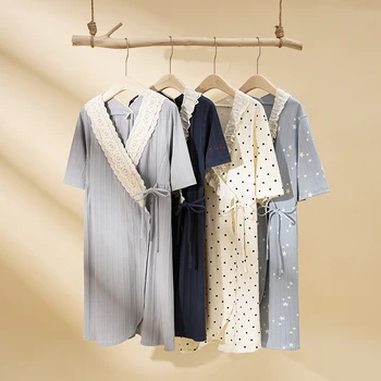 2023 Кимоно в японском стиле, весна и лето, новая женская тонкая ночная рубашка из цельного хлопка, женский халат, халат для домашнего обслуживания, пижама