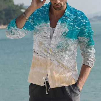 2023 Летние Гавайские Мужские Красочные Рубашки С 3D Принтом, Рубашки Для Мужчин, Топы Для Пляжного Отдыха, Футболка Man Homme Oversize Camicias