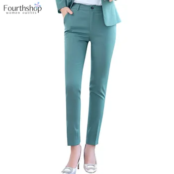 2023 Модные наряды Длиной до щиколоток, Зеленые брюки, женские Тонкие брюки-карандаш со средней талией, Офисные женские Деловые Розовые брюки, женские