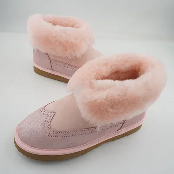 2023 Модные Новые женские ботинки, зимняя женская обувь, зимние ботинки из 100% натуральной овчины, женские теплые ботильоны