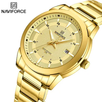 2023 Мужские часы NAVIFORCE от ведущего бренда с ремешком из нержавеющей стали, повседневные мужские кварцевые спортивные наручные часы, роскошные водонепроницаемые часы с датой
