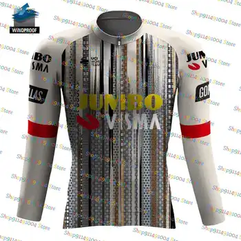 2023 Новая ветрозащитная мужская велосипедная майка Jumbo Visma с длинным рукавом Rode Bike Mtb Maillot Ropa Ciclismo