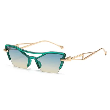2023 Новые модные женские солнцезащитные очки в полурамке Женские персонализированные Кошачий глаз из полого металла Модные солнцезащитные очки UV400 Gafas De Sol