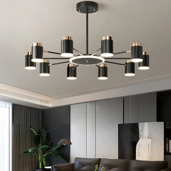 2023 Современная светодиодная люстра в простом стиле для гостиной, спальни, столовой, кухни, потолочный светильник, Подвесной светильник с дизайном из черного золота