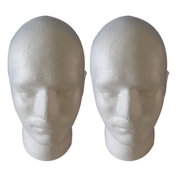 2X Мужской парик, косметологический манекен, подставка для головы, модель из пенопласта белого цвета