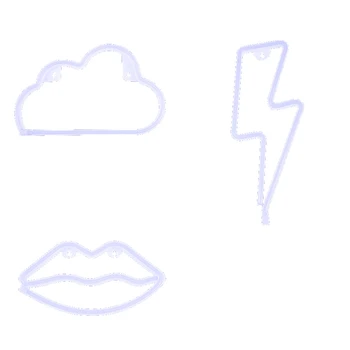 3 Комплекта светодиодных декоративных неоновых световых вывесок- Розовые губы, Голубое облако, Теплая молния-Неоновые настенные светильники в форме рисунка