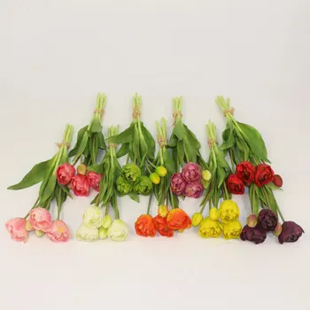 39 см 5 Головок Силиконовых Искусственных Тюльпанов Свадебные Букеты для украшения дома Искусственные Цветы Украшение цветов