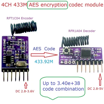 4-Канальный Кодек шифрования AES128 Модуль Дистанционного Управления Супергетеродинным Трансивером 433M заменяет PT2262 EV1527 HC301