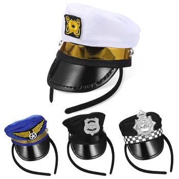 4 Шт. Повязка на голову для косплея, 4 шт. Шляпа капитана яхты, ободки для волос, обручи для волос, темно-синий детский матрос, морской ребенок из полиэстера