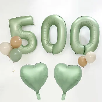 40-дюймовые большие воздушные шары из фольги на день рождения Оливково-зеленый воздушный шар с цифрами 0-9 в виде сердца, украшения для дня рождения, свадьбы, вечеринки, душа, большие фигуры
