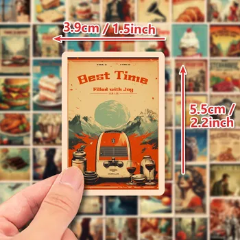50 шт. Ретро Винтажные наклейки для постеров фильмов о еде, наклейки для путешествий, скейтборд, наклейка для укладки автомобилей, классические игрушки