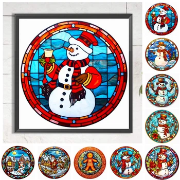 5D DIY Рождественский Снеговик, набор для алмазной живописи с полной круглой дрелью, для рождественского украшения стен дома, художественное ремесло, мозаичная живопись