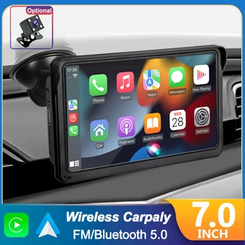 7-дюймовый Автомобильный Мультимедийный Автомобильный радиоприемник видеоплеер MP5 Беспроводной Apple Carplay Android Auto Сенсорный экран 4,3 дюйма обратное изображение