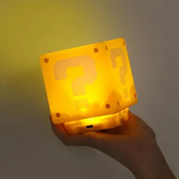 8cm Bros LED Pergunta Mark Brick Ночник USB Carregamento Настольная лампа Light para Crianças Aniversário Presentes de