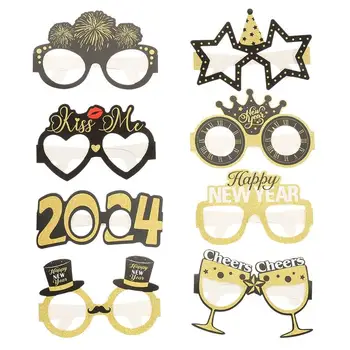 8шт Новогодних очков для вечеринки, Новинка 2024, Фестивальные очки, Аксессуары для новогодних костюмов,