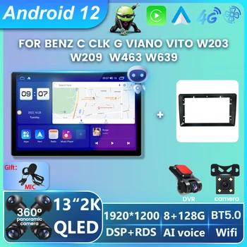 Android 12 Интеллектуальная Система Автомобильное Радио Для Benz C CLK G Viano Vito W203 W209 W463 W639 Для Carplay Auto GPS BT 4G LTE Wifi 2Din