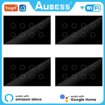 AUBESS 8 Банд Tuya Smart Wifi Light Сенсорный Выключатель Синхронизации Настенного Электрического Приложения Voice Для Alexa Google Home Smart Life 147*86 мм