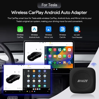 Binize Беспроводной Адаптер CarPlay Для Tesla Tesla Model 3 Model Y Беспроводной Carplay Android Auto Waze Spotify OTA Обновление