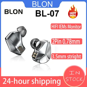 BLON BL-07 BL07 HiFi IEMs Наушники-вкладыши Проводные Мониторные Наушники 2Pin 0,78 мм Разъем 10 мм Волоконно-Диафрагменные Наушники С Шумоподавлением