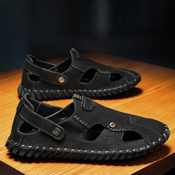 CYYTL Лето 2023, мужские сандалии, повседневные кожаные рыбацкие мужские тапочки в стиле ретро, Прогулочная пляжная обувь, Модная роскошная спортивная обувь на плоской подошве