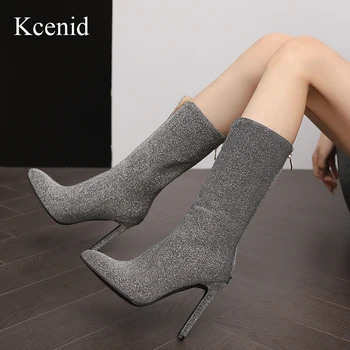 Kcenid, Квадратный каблук, Весна-осень, Женские ботильоны с круглым носком Для женщин, модные современные ботинки на высоком каблуке с квадратной пуговицей 2024 года