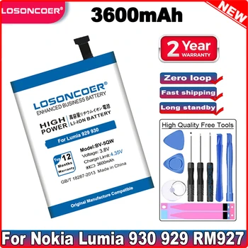 LOSONCOER BV-5QW Аккумулятор емкостью 3600 мАч для Nokia Lumia 929 Аккумулятор 930 RM927 аккумулятор