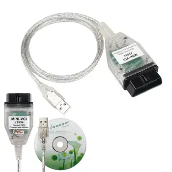 Mini VCI для Toyota V16.20.023 MiniVCI FTDI для J2534 автосканер, 2 кабеля для диагностики автомобиля, кабель Mini-VCI