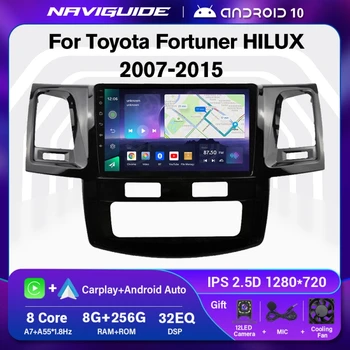 NAVIGUIDE A7 8 + 256G Автомагнитола Для Toyota Fortuner Hilux MT AT 2007-2015 GPS Навигация Мультимедийный Плеер Carplay Автоматическое Головное Устройство