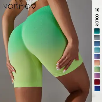 NORMOV, бесшовные шорты для йоги, Градиентные Колготки, женские велосипедные шорты с высокой талией, шорты для фитнеса ярких цветов, эластичные