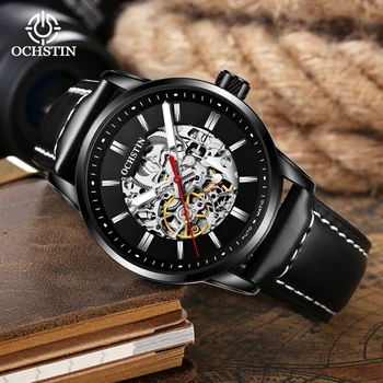 OCHSTIN Master Series, кожаный ремешок, мужские полые механические часы, легкий роскошный элегантный стиль с механическими часами