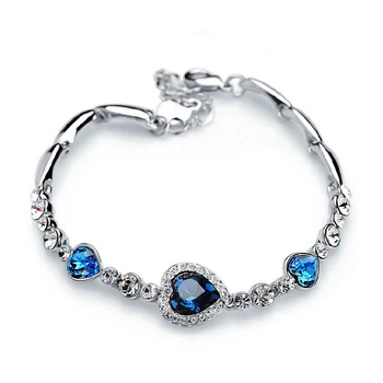 POPACC Модные браслеты с кристаллами в форме сердца океана для женщин, Элегантные Браслеты со стразами для девочек, Ежедневное украшение, подарок для вечеринки
