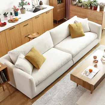 Super Putih Kain Lembut Sofa Krim Banyak Modern Tempat Duduk Besar Furnitur Sofa Tempat Duduk Empuk Santai Nordic Furnitures
