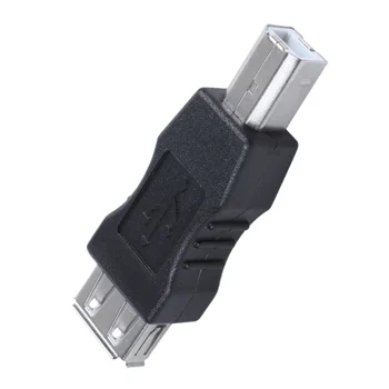 USB-адаптер для принтера тип A женский - тип B мужской черный серебристого цвета.