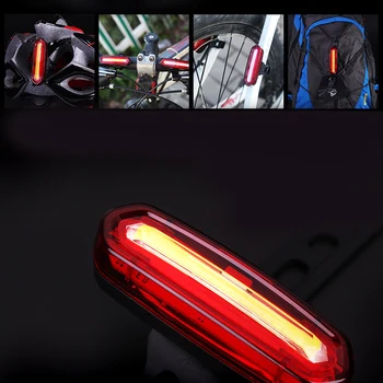 USB Перезаряжаемый COB светодиодный Велосипед Велосипедная Передняя Задняя лампа заднего фонаря