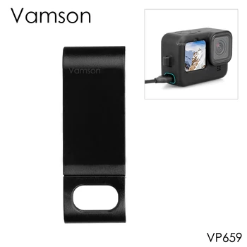 Vamson для GoPro Hero 10 9 Черная Защитная Крышка Аккумулятора Адаптер с Силиконовой Втулкой Аксессуары из Закаленной Пленки для GoPro10 9