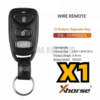 X1 Xhorse для Hyundai Type Проводной дистанционный ключ 3 кнопки XKHY00EN для инструмента для ключей VVDI2