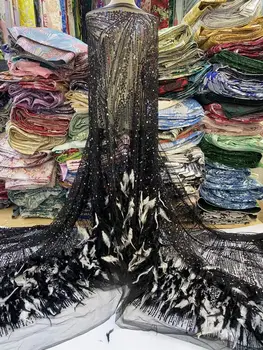 Yaking-1302.4001 модная вышивка из тюля с пайетками, французское сетчатое кружево для вечернего платья