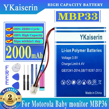 YKaiserin 2000 мАч Сменный NI-MH Аккумулятор MBP33 для Видеоняни и радионяни Motorola MBP-33 MBP33S MBP36 MBP36S MBP36PU MBP43 CB94-01A