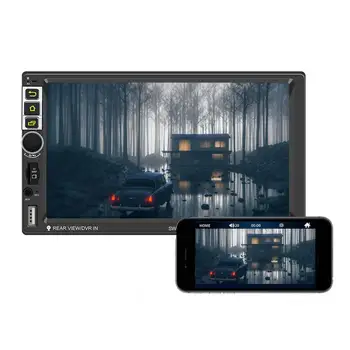 Автомобильная стереосистема с Bluetooth, автомобильный стереозвук на двойной Din, видеоплеер с 7-дюймовым сенсорным экраном высокой четкости, FM-радио, зеркальная резервная ссылка
