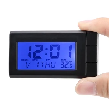 Автомобильные цифровые часы Автомобильные мини-часы Термометр Многофункциональные часы с месяцем и датой, подсветка ЖК-дисплея, оформление интерьера автомобиля
