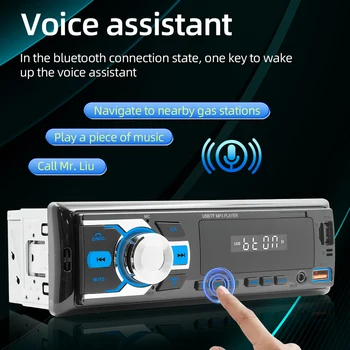 Автомобильный радиоприемник с экраном 2,5 дюйма, аудио Bluetooth, стерео, MP3-плеер, FM-приемник, Голосовой ассистент, Ссылка на приложение, FM-радио, Выход RCA, Аудио Музыка